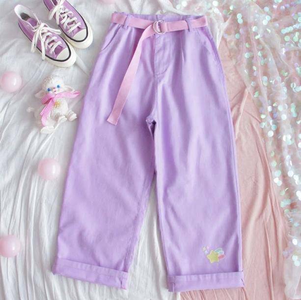 Pastel Lavender Y2K Pants - Coquette Aesthetic Clothing for Trendy Outfits