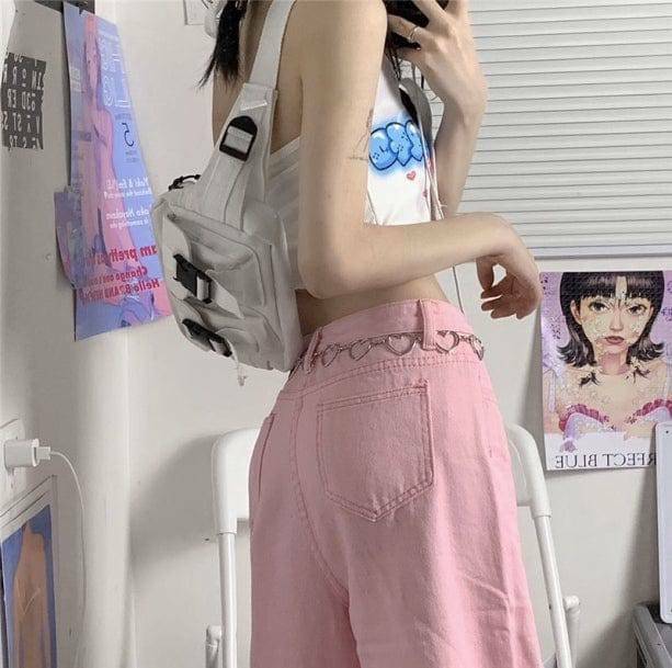 Pastel Pink Baggy Pants - Y2K Aesthetic Clothing for Trendy Outfits