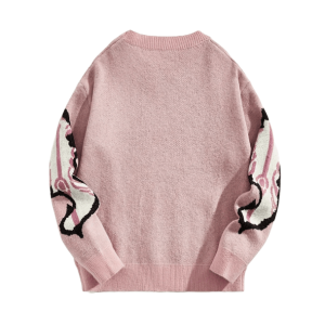 Pastel Pink Skeleton Sweater - Y2K Aesthetic Coquette Clothing