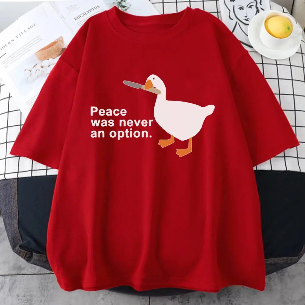 Peace Was Never An Option Tee - Y2K Aesthetic Graphic Shirt