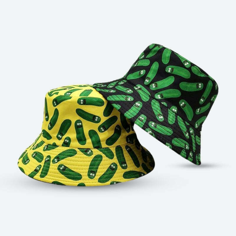 Pickle Rick Bucket Hat - Y2K Aesthetic Accessory for Trendy Outfits