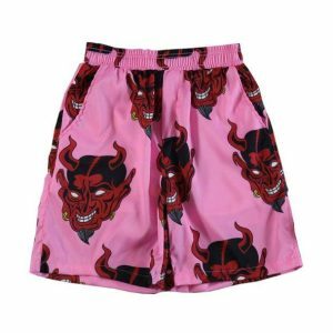 Pink Demon Shorts: Y2K Aesthetic Coquette Style for Trendy Outfits