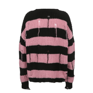 Pink Distressed Emo Sweater - Y2K Aesthetic Clothing for Trendy Looks