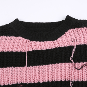 Pink Distressed Emo Sweater - Y2K Aesthetic Clothing for Trendy Looks