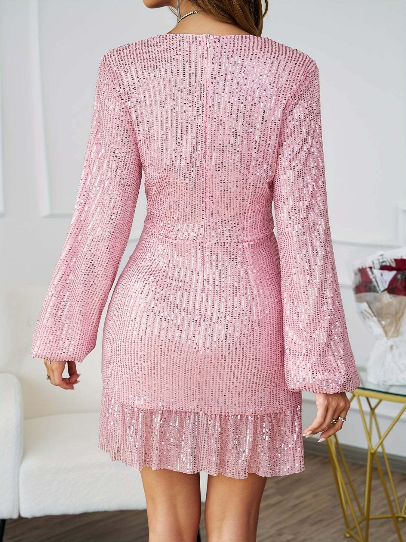 Pink Sequin Dress - Y2K Aesthetic Coquette Style for Trendy Outfits