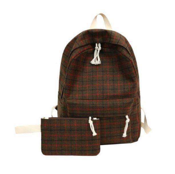 Plaid Pattern Backpack: Y2K Aesthetic & Coquette Style Essential