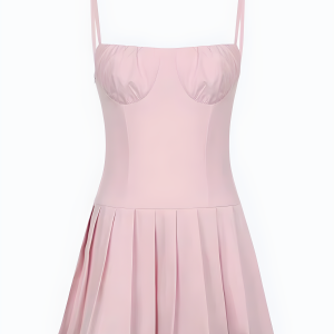 Pleated Pink Mini Dress - Y2K Coquette Aesthetic Outfit for Trendy Looks