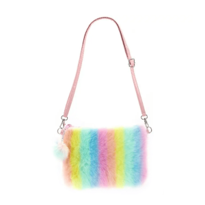 Plushy Rainbow Handbag: Y2K Aesthetic Accessory for Colorful Outfits