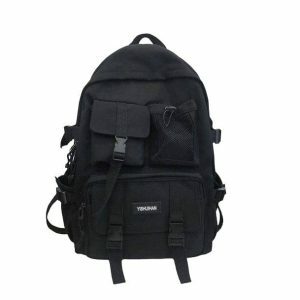 Pure Black Y2K Aesthetic Backpack - Trendy Coquette Style Bag