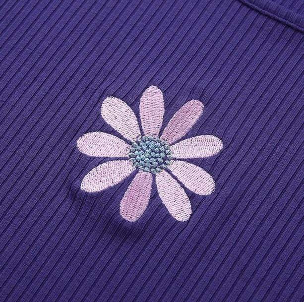 Purple Daisy Crop Top - Y2K Aesthetic Coquette Style for Trendy Outfits