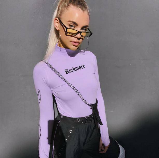 Purple Pastel Turtleneck: Y2K Aesthetic Coquette Style Top