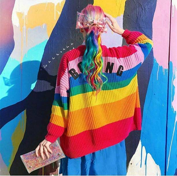 Rainbow Cardigan: Y2K Aesthetic Clothing for Colorful Coquette Styles