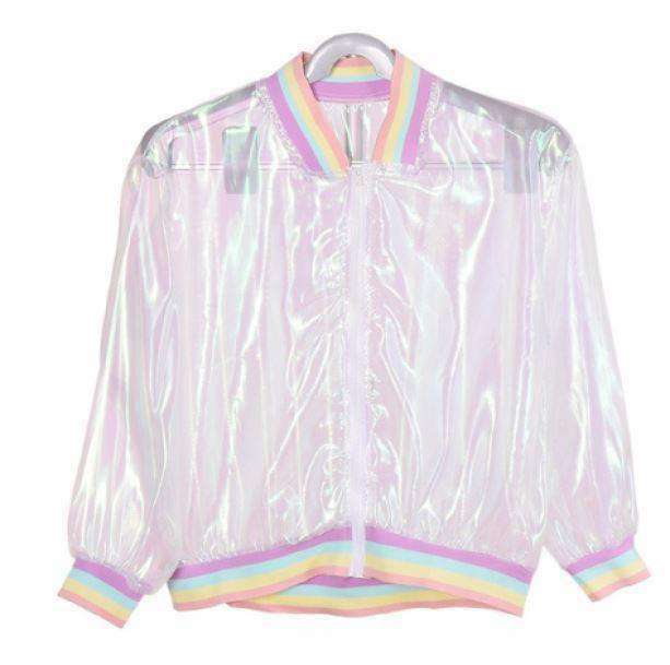 Rainbow Reflective Y2K Jacket - Trendy Aesthetic Outerwear for All Styles