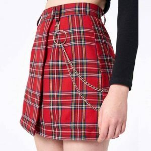 Red Checkered Skirt - Y2K Aesthetic Coquette Style for Trendy Outfits