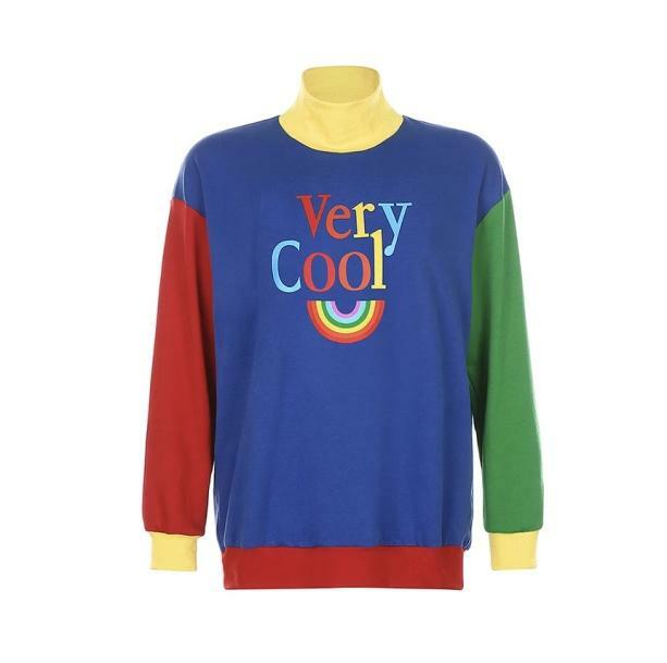 Retro Rainbow Sweatshirt - Y2K Aesthetic Clothing for Trendy Outfits