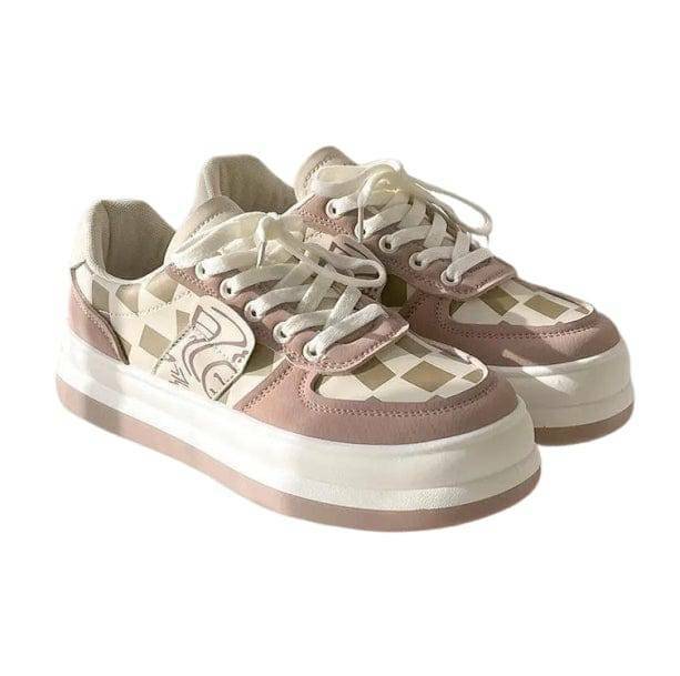 Rosy Plaid Sneakers: Y2K Aesthetic Footwear for Trendy Outfits