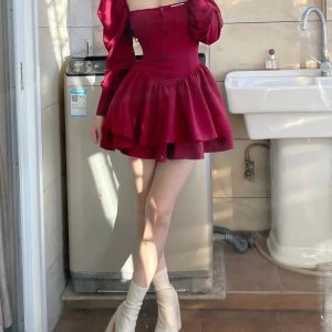 Ruffled Layered Corset Mini Dress - Y2K Coquette Aesthetic Outfit