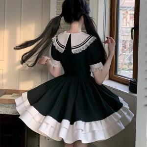 Sailor Collar Mini Dress - Y2K Coquette Aesthetic Outfit for Trendy Styles