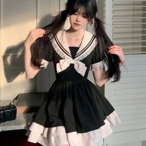 Sailor Collar Mini Dress - Y2K Coquette Aesthetic Outfit for Trendy Styles