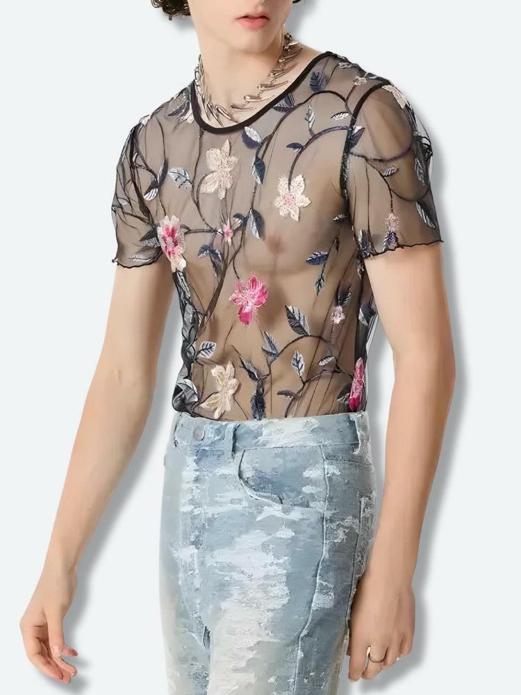 Sheer Floral Top - Y2K Aesthetic Clothing for Coquette Style Outfits