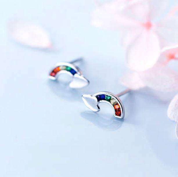 Silver Rainbow Earrings - Y2K Aesthetic Jewelry for Trendy Outfits