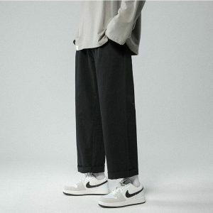 Soft Boy Elastic Waist Straight Leg Pants - Y2K Aesthetic Clothing