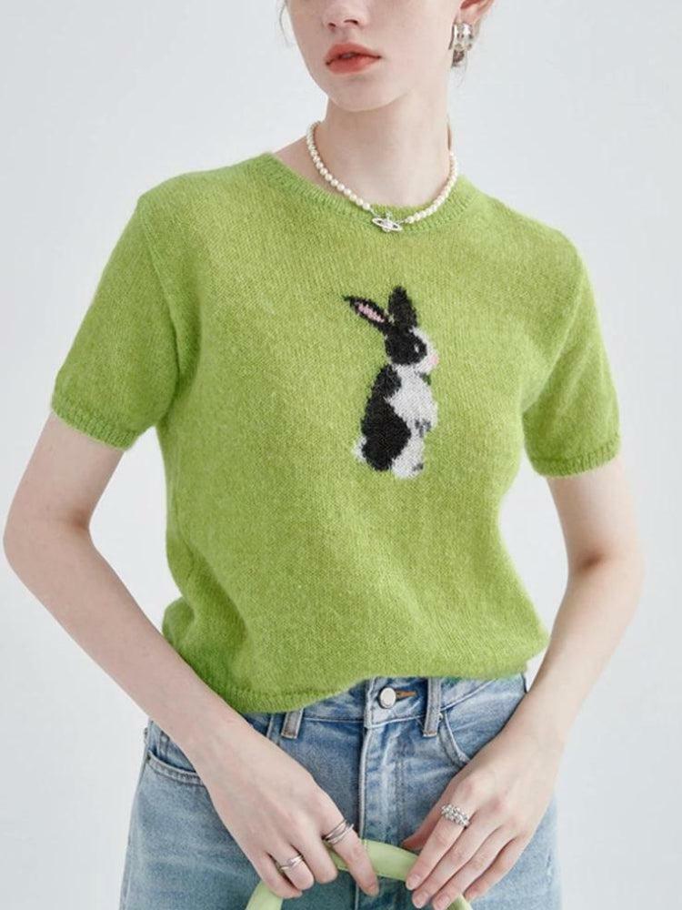 Soft Girl Aesthetic Rabbit Knitted Top - Y2K Coquette Style