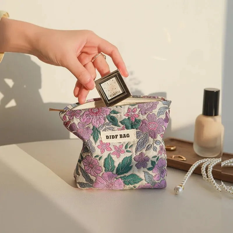 Soft Girl Floral Mini Makeup Bag | Y2K Aesthetic & Coquette Style