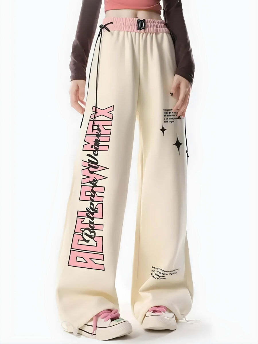 Soft Girl Lace-Up Sweatpants: Y2K Aesthetic Coquette Style Outfit