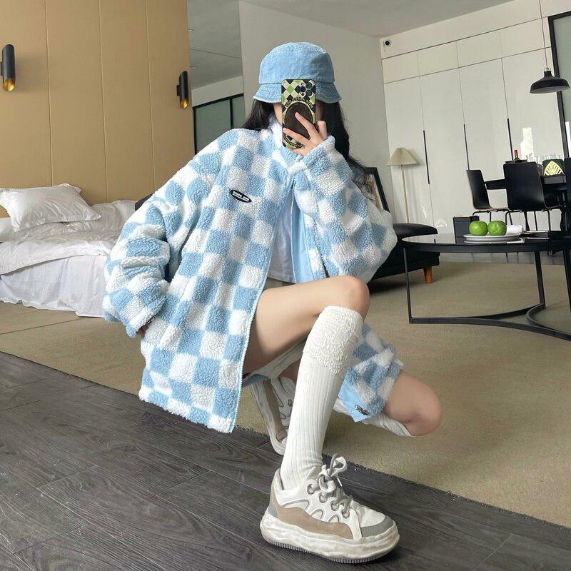 Soft Girl Reversible Checkered Jacket - Y2K Aesthetic Outerwear