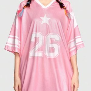 Soft Girl Star 26 Jersey Top - Y2K Aesthetic Clothing for Trendy Outfits