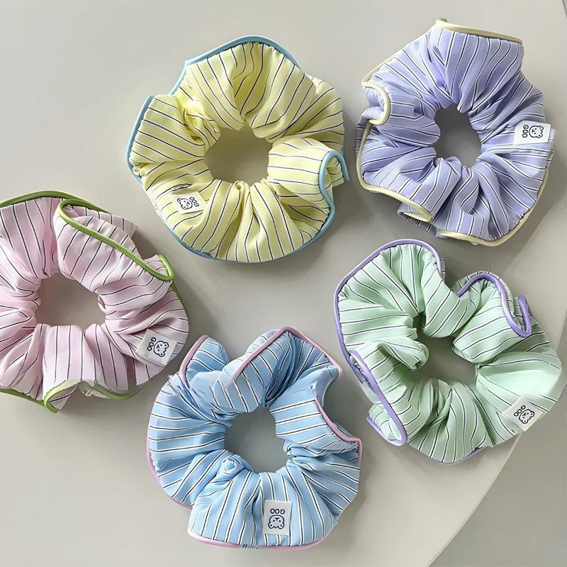 Soft Girl Striped Scrunchies - Y2K Aesthetic Hair Accessories