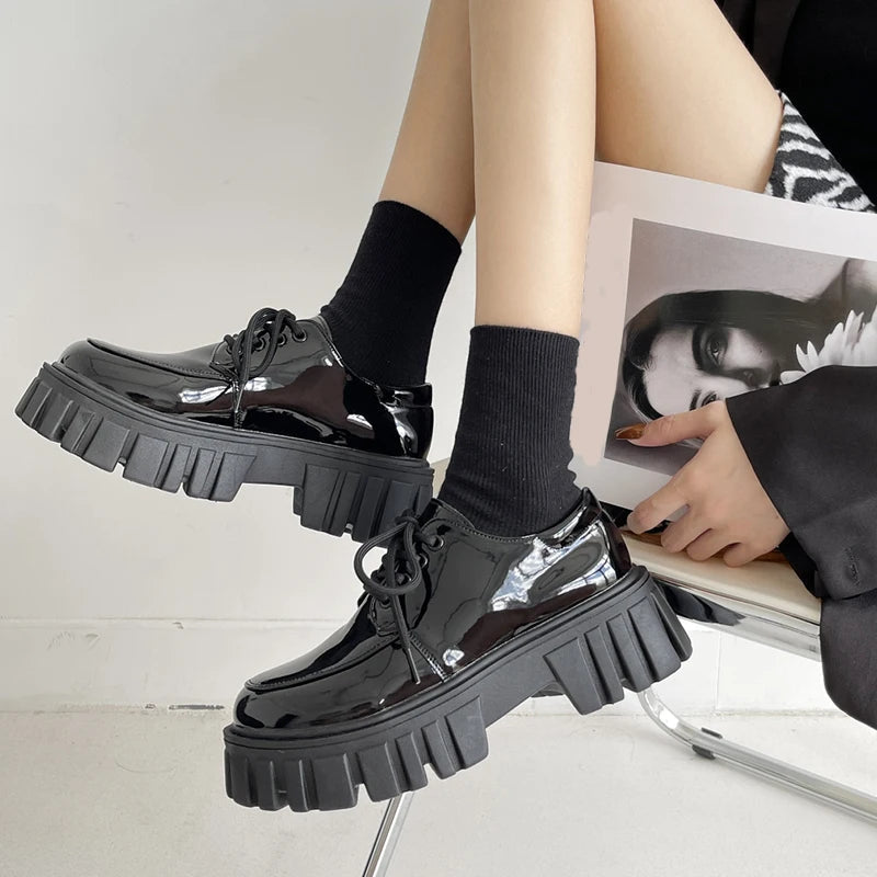 Soft Grunge Chunky Platform Oxford Shoes for Y2K Aesthetic Outfits