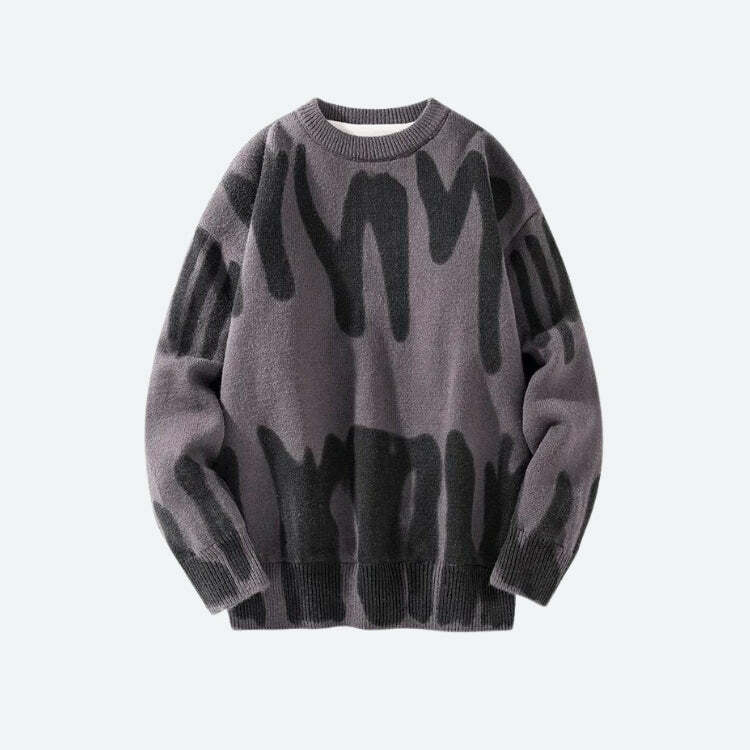 Spray Paint Soft Touch Knitted Sweater - Y2K Aesthetic Clothing