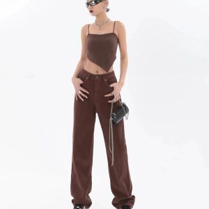 Star Pockets Wide Leg Jeans - Y2K Aesthetic Clothing for Trendy Styles