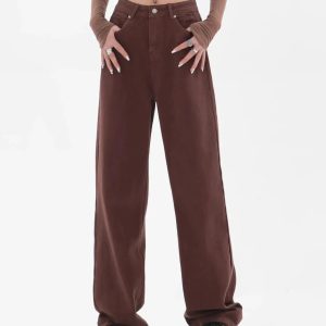 Star Pockets Wide Leg Jeans - Y2K Aesthetic Clothing for Trendy Styles