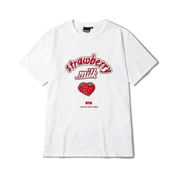 Strawberry Milk Y2K Graphic Tee - Cute Coquette Aesthetic Top