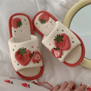 Strawberry Slippers: Y2K Aesthetic Coquette Style Footwear