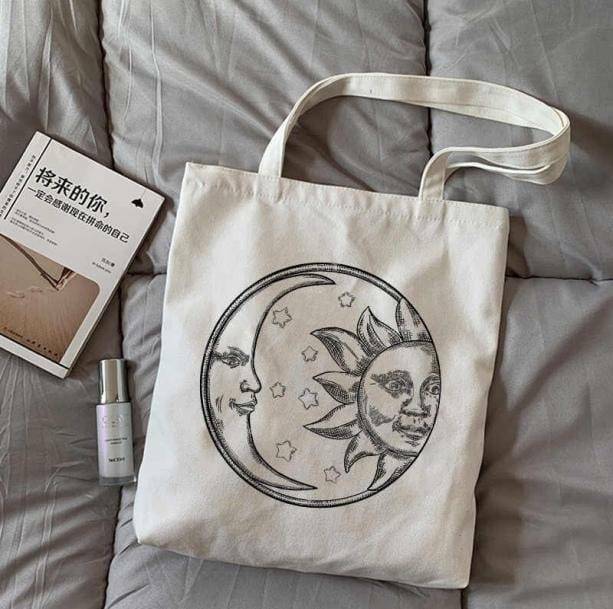 Sun and Moon Tote Bag - Y2K Aesthetic, Coquette Style, Trendy Fashion