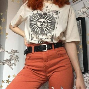 Sun and Moon Y2K Graphic Tee - Aesthetic Coquette Clothing