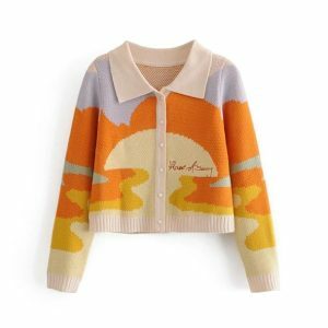 Sunset Sweater: Y2K Aesthetic Coquette Style for Trendy Outfits