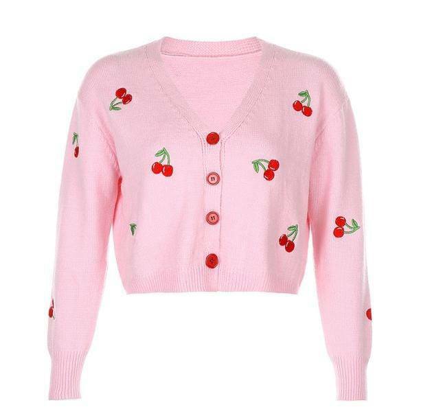 Sweet Cherry Cardigan: Y2K Aesthetic Coquette Style for Trendy Outfits