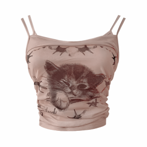 Sweet Kitty Y2K Crop Top - Coquette Aesthetic Graphic Tee