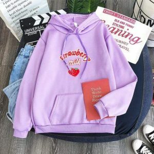 Sweet Strawberry Milk Hoodie - Y2K Coquette Aesthetic Fashion