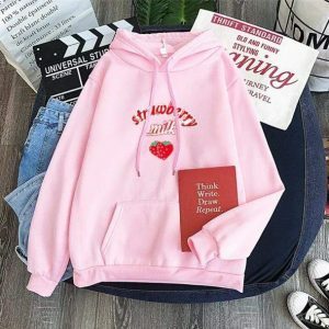 Sweet Strawberry Milk Hoodie - Y2K Coquette Aesthetic Fashion