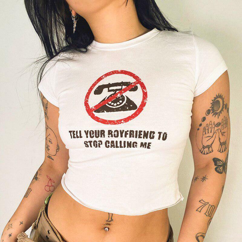 Tell Your Boyfriend Y2K Crop Top - Coquette Aesthetic Clothing