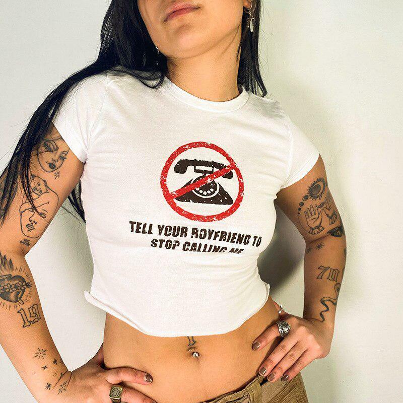 Tell Your Boyfriend Y2K Crop Top - Coquette Aesthetic Clothing