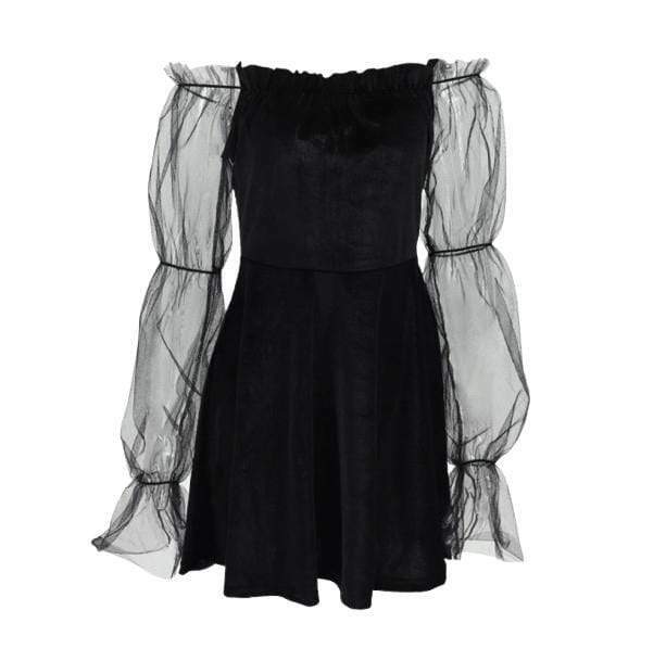 Transparent Sleeve Grunge Dress - Y2K Aesthetic & Coquette Style