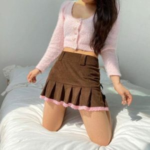 Trendy Aesthetic Corduroy Skirt - Y2K Coquette Style Outfit