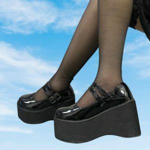 Trendy Aesthetic Platform Wedges for Y2K and Coquette Styles